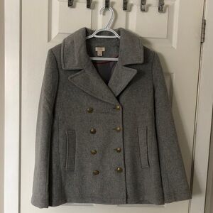 J. Crew light gray Double-Breasted wool blend Peacoat size 10